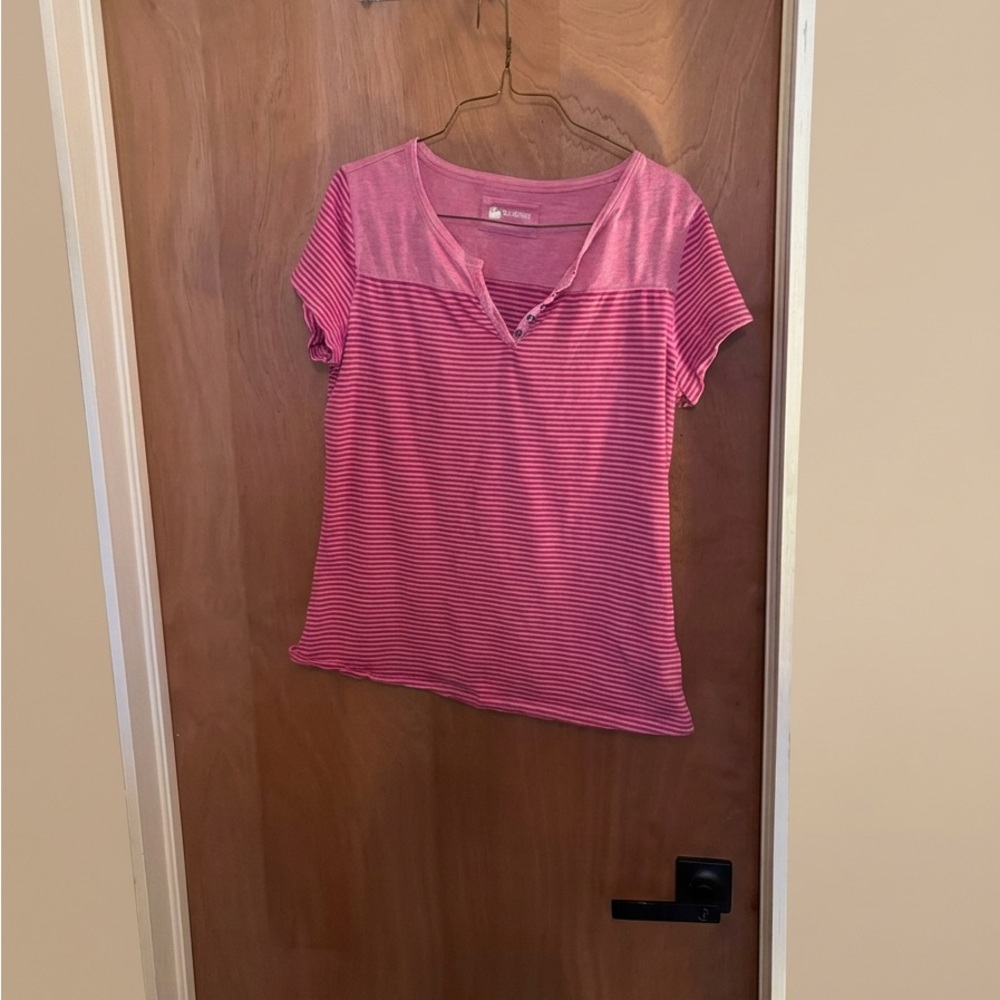Madison Women's Pink Striped Short Sleeve Tee